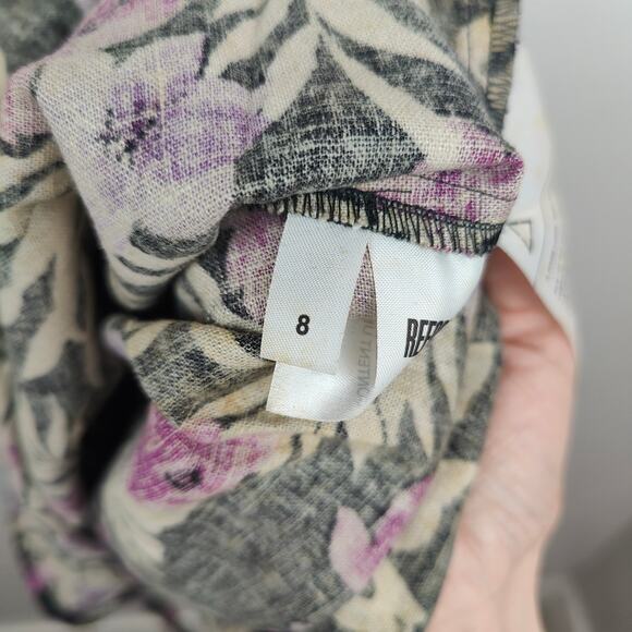 Reformation Beliz Dress Size 8 Purple Black Lanai Floral Print Linen Mini Beach - Picture 7 of 9